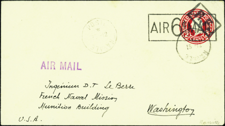 N°30 Entier postal 2c rouge surcharge 6c Mail sur