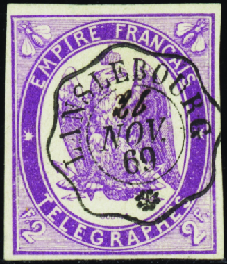 N°4 2f violet obl TB