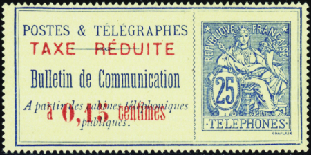 N°21 0,15 sur 25c bleu sur chamois nsg (comme émis