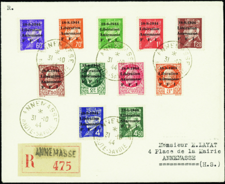 Annemasse 11 valeurs sur lettre