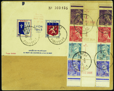 Bretagne Breiz-Unan 8 valeurs Mercure sur lettre