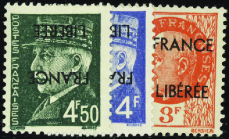 Caen 15 valeurs (n°14 et  15 surch renversée**) ne