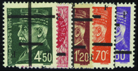 Lille non émis 5 valeurs (60c-70c orange-1f20-2f40