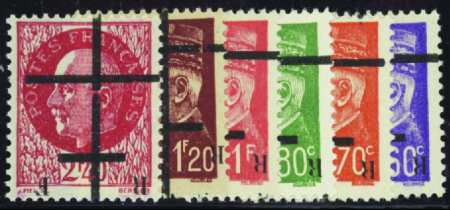 Lille non émis 6 valeurs surcharges renversées neu