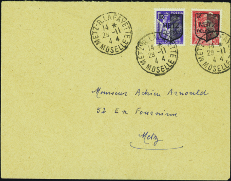 Metz n°2 et 7 sur lettre TB