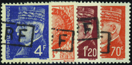 Poitiers type III  4 valeurs 70c-1f20-3f-4f neuf *