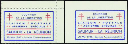 Saumur - Libération vignette dentelée et non dente