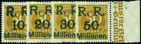 République Rhénane 4 valeurs en bistre neuf ** TB