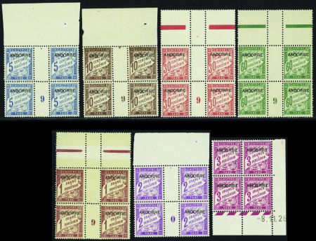 N°1/8 (sauf 4)  7 valeurs en blocs de 4 millésimes