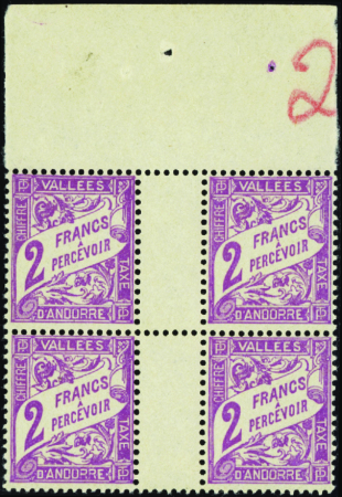 N°19 2f bloc de 4 sans millésime neuf ** TB