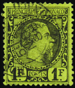 N°9 1f noir sur jaune obl TB