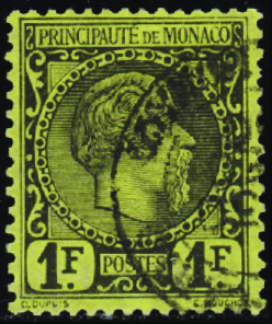 N°9 1f noir sur jaune obl TB