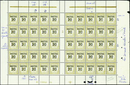 N°143a feuille de 50 timbres  1ex petit "0" neuf *