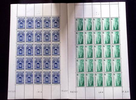 N°169/183  20 valeurs en feuilles de 25 timbres ne