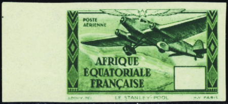 POSTE AERIENNE N°35 Vert non dentelé sans la valeu