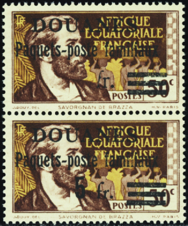 DOUANE N°1a chiffre 5 omis tenant à normal (gomme 