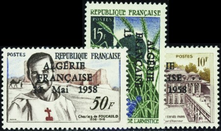3 valeurs surchargées Algérie française 19 Mai 195
