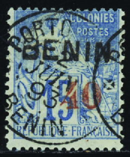 N°15 40 sur 15c bleu obl TB