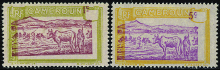 N°106/109 1c et 5c  2 valeurs centre déplacés neuf