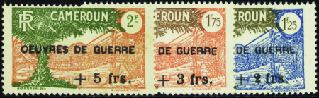 N°233/235 Oeuvres de guerre 3 valeurs (gomme colon