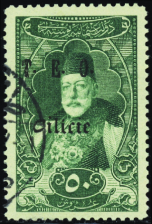 N°76 50pi vert sur paille obl TB