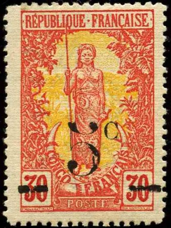 N°46 5c sur 30c brique et jaune neuf * TB