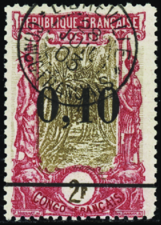 N°47 0,10 sur 2f carmin et brun obl TB