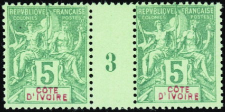 N°4 5c vert millésime 3 neuf ** TB