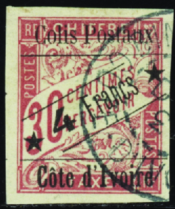 N°10a 4f sur 30c  2 grandes étoiles obl TB