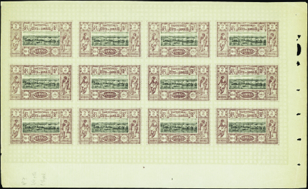 N°7 2c brun-lilas et noir feuille de 12 timbres ne