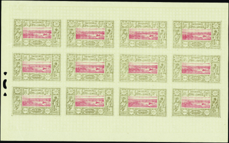 N°13 30c brun-gris et rose feuille de 12 timbres n