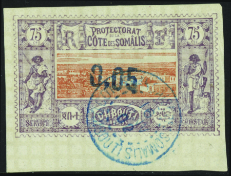 N°23a   0,05 sur 75c  surcharge avec virgule obl T