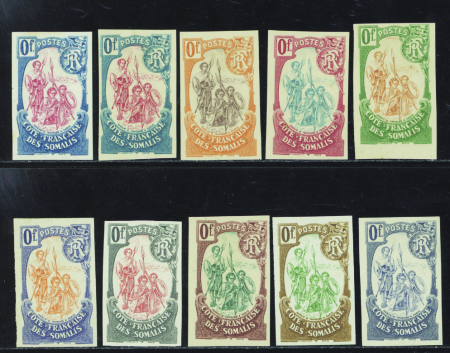 N°50 10 essais de couleur à 0F avec signature(tira