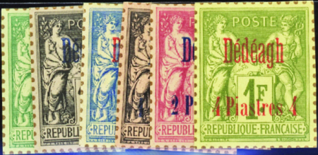 N°2/3/5/6/7/ 8  sur bristol  dentelure figurée 6 v