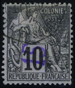 N°3 15 sur 10c noir sur lilas obl TB