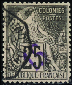 N°5 15 sur 25c noir sur rose obl TB