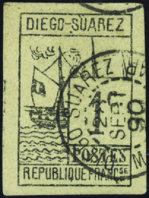 N°6 1c gris-noir obl TB