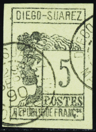 N°7 5c gris-noir obl TB