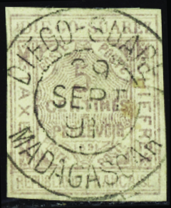 TAXE N°1 5c violet obl TB