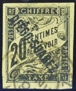 TAXE N°10 20c noir obl TB