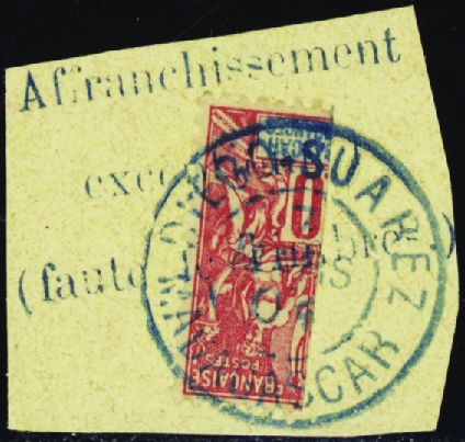 N°78B moitié de 10c sur fragment obl TB