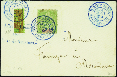 N°84 moitié de 20c sur lettre obl TB