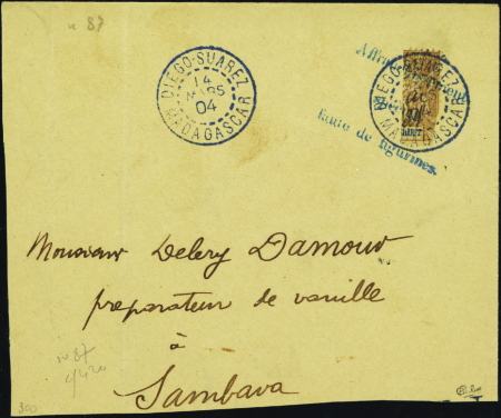 N°87 moitié de 30c sur fragment obl TB