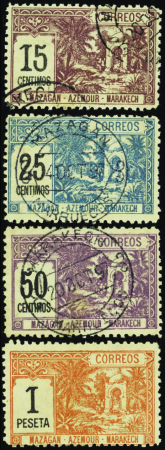 N°39b/41b/42b/43b  4 valeurs dentelées 11 obl TB