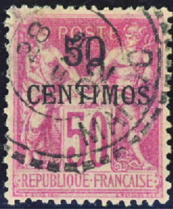 N°6A 50c rose obl TB