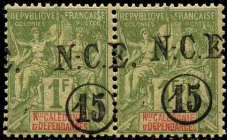 N°58 Paire surcharge à cheval (lég rousseurs) neuf