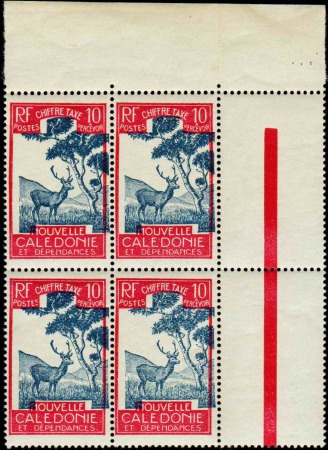 TAXE N°29 Centre très déplacé bloc de 4 cdf neufs 