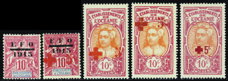 N°38/42  5 valeurs surchargées neufs ** TB