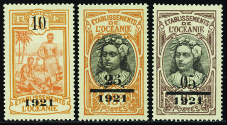 N°44/46  3 valeurs (gomme coloniale) neufs ** TB