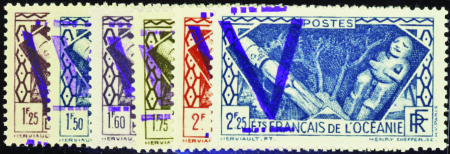 N°88/115  20 valeurs surchargées "V" entre n°88 et